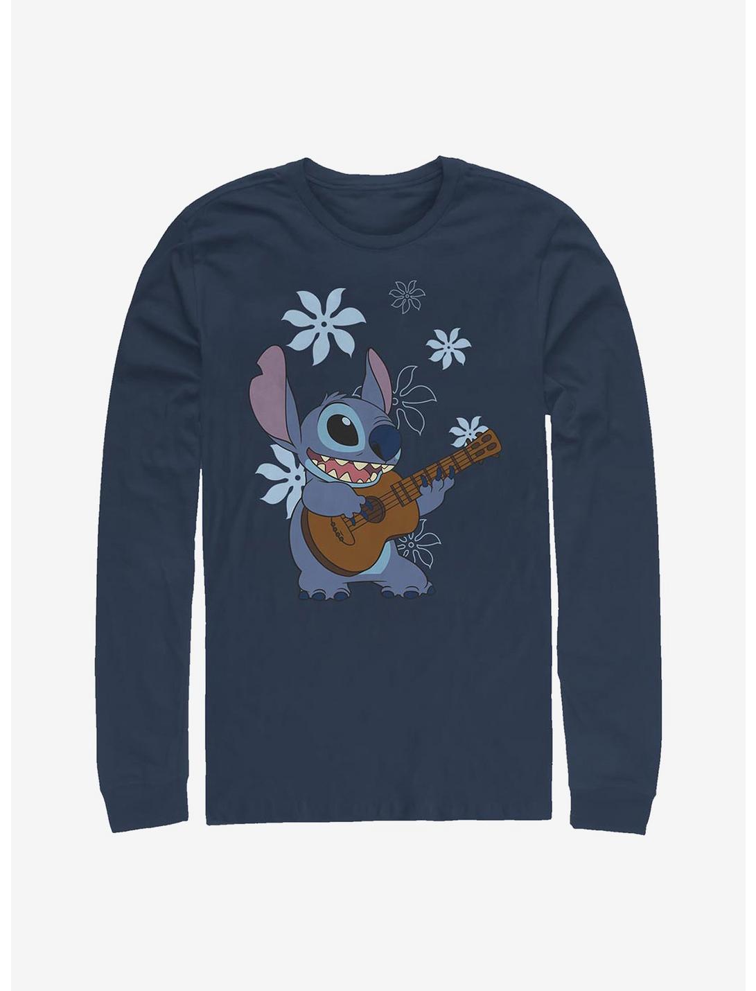 Disney Lilo & Stitch Flowers Long-Sleeve T-Shirt, NAVY, hi-res