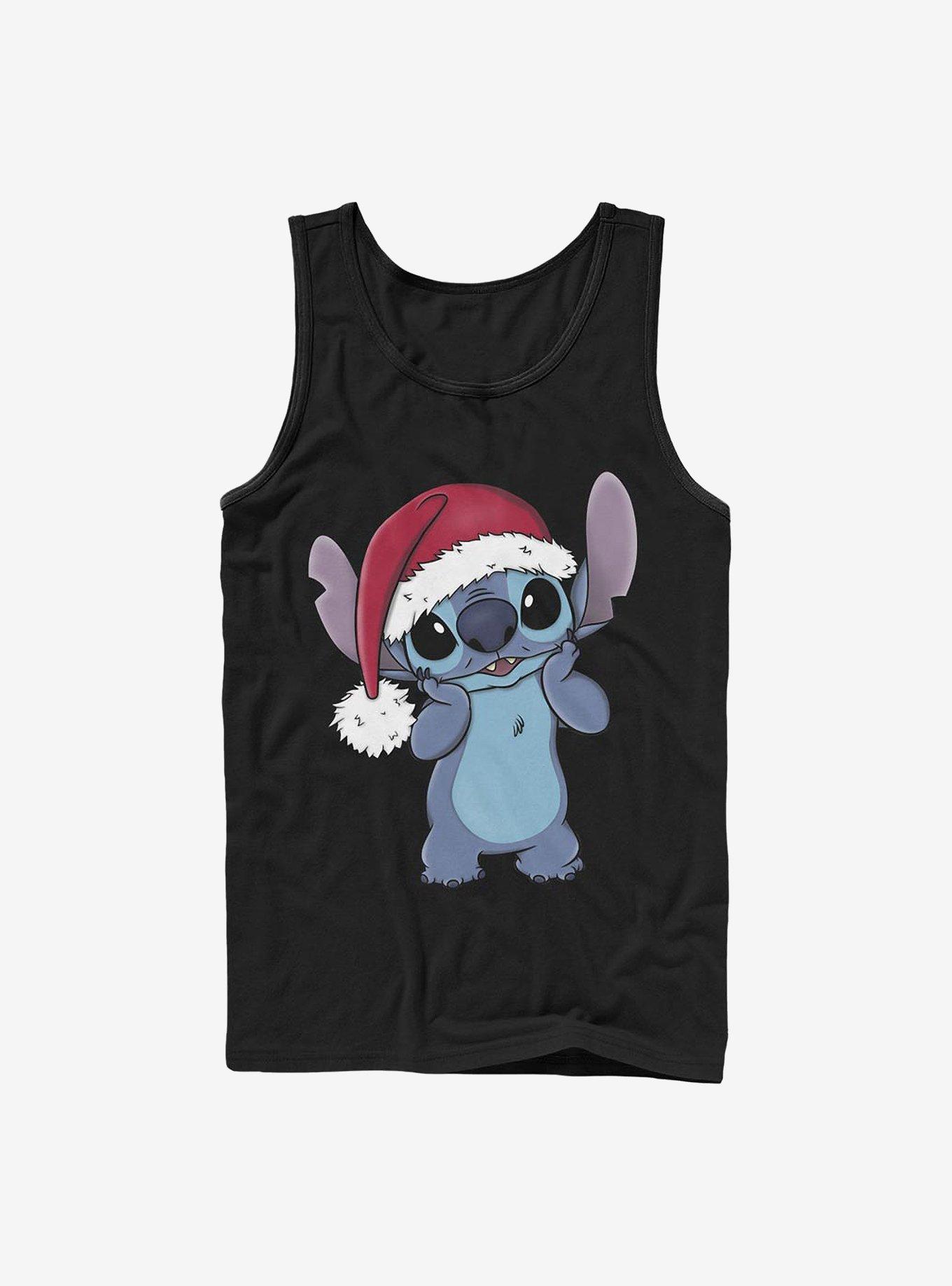 Disney Lilo & Stitch Wearing Santa Hat Tank, BLACK, hi-res