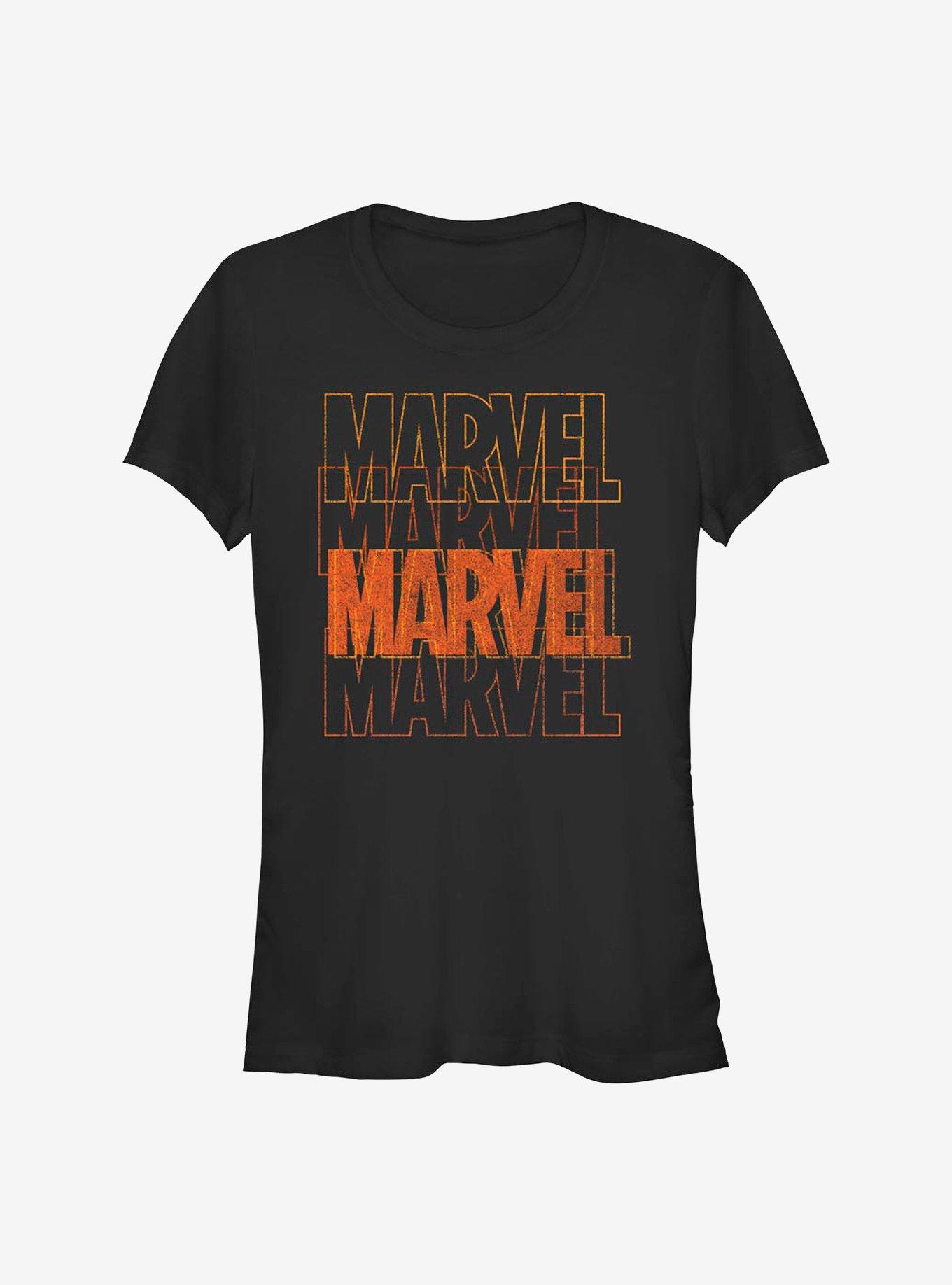 Marvel Halloween Color Logo Stack Girls T-Shirt