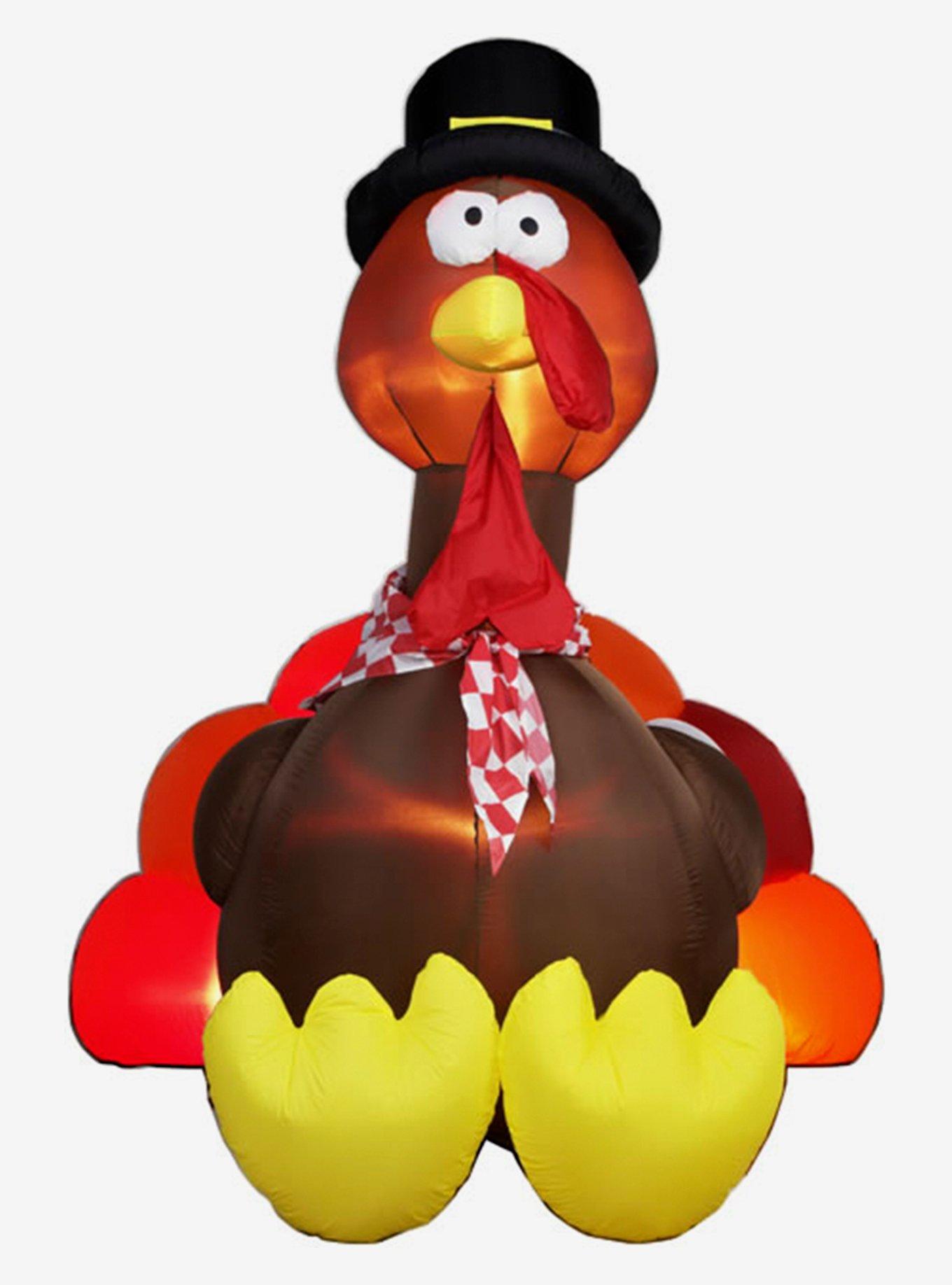 Thanksgiving Pilgrim Turkey Inflatable Décor Large, , hi-res