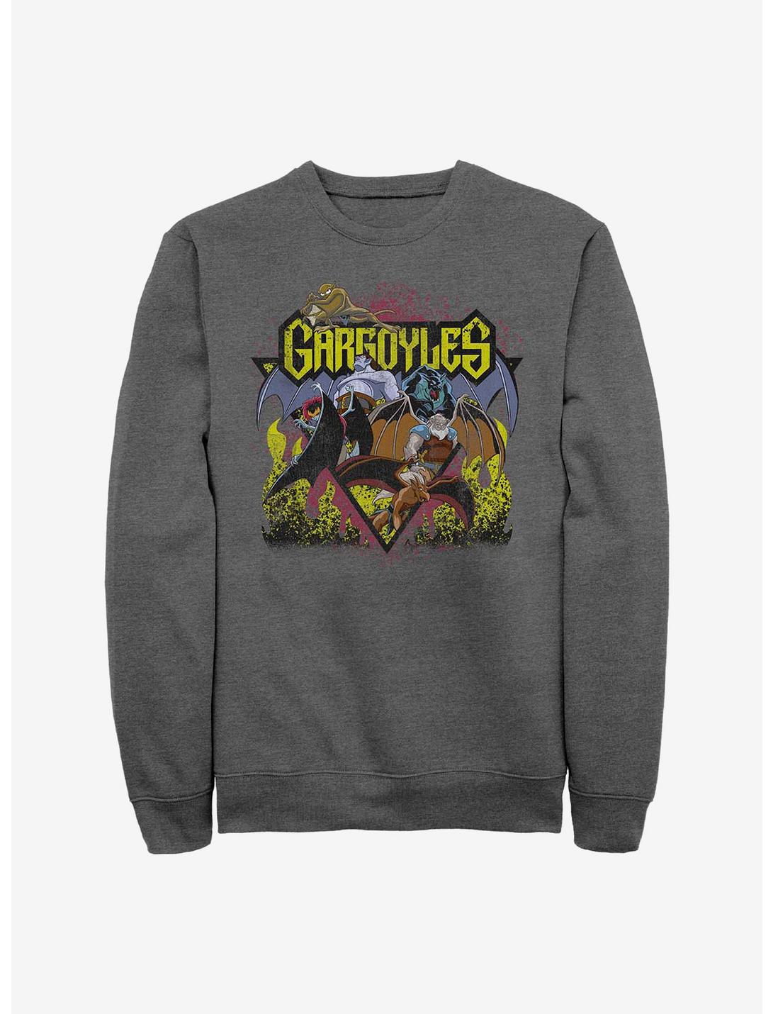 Disney Gargoyles Retro Rock Crew Sweatshirt, CHAR HTR, hi-res