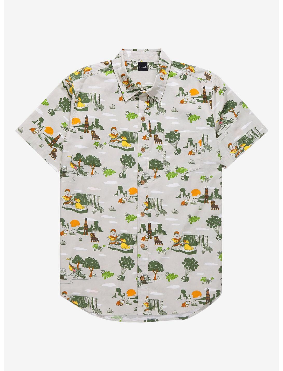 Disney Pixar Up Scenic Earth Day Woven Button-Up - BoxLunch Exclusive, TAN/BEIGE, hi-res