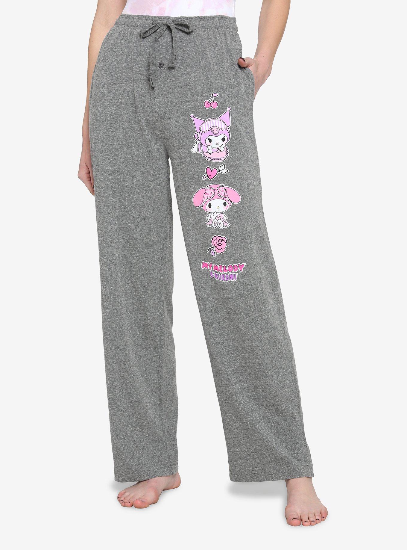 Kawaii Sanrio Pajamas Pants Hello Kitty Kuromi Long Sleeve Roll