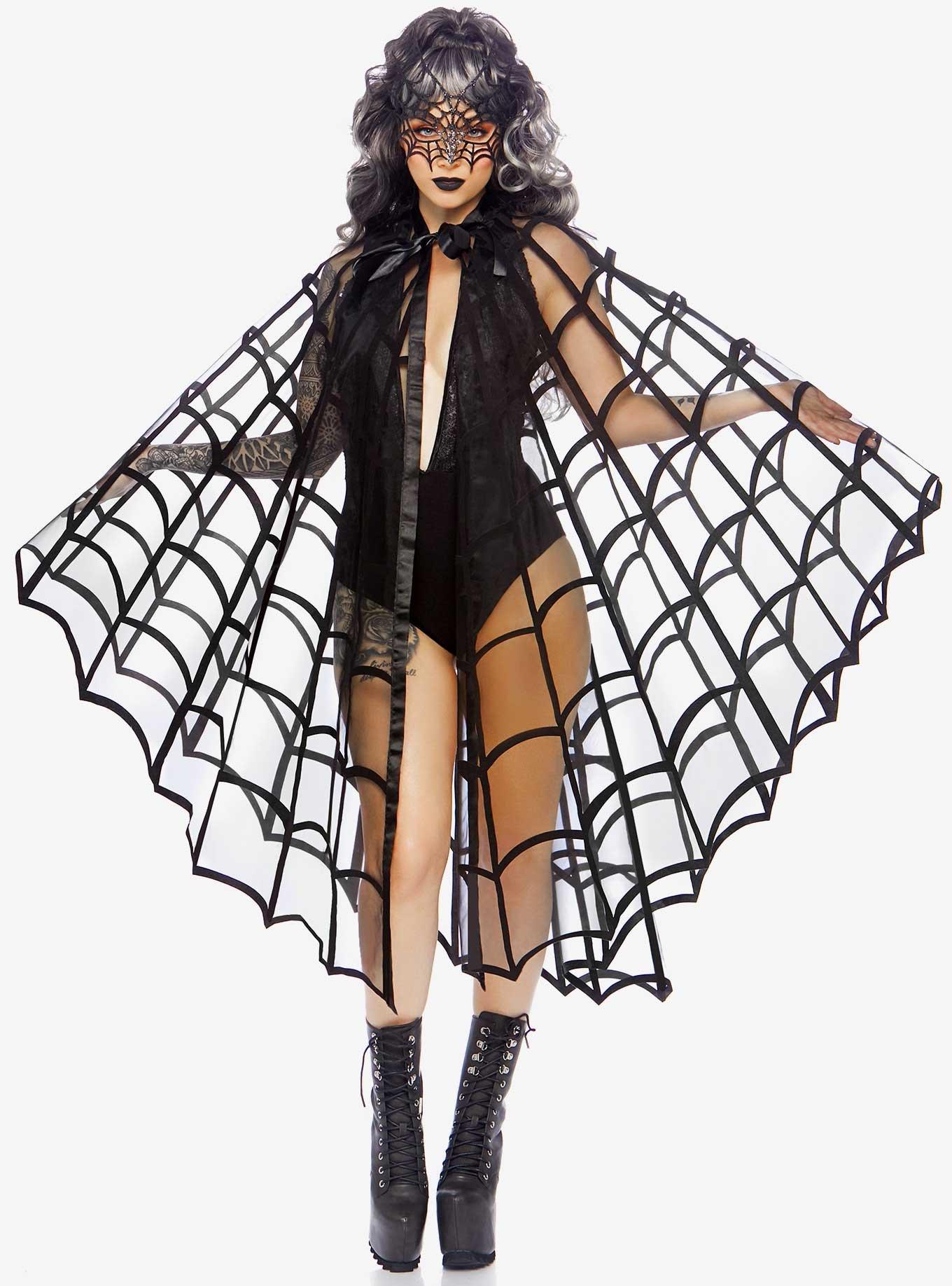 Velvet Flocked Spiderweb Cape, , hi-res