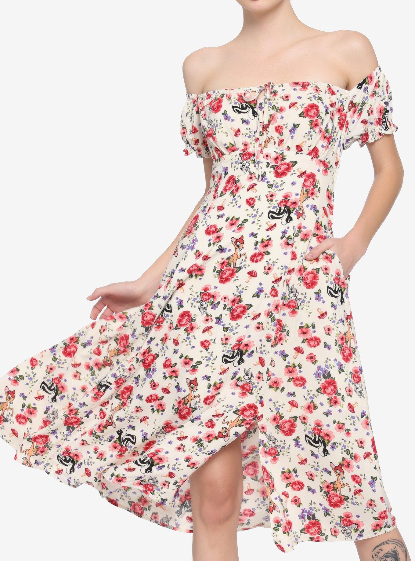 Disney Bambi Floral Puff Sleeve Dress, MULTI, hi-res