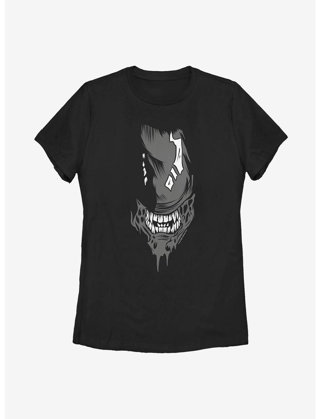 Alien Big Face Womens T-Shirt, BLACK, hi-res