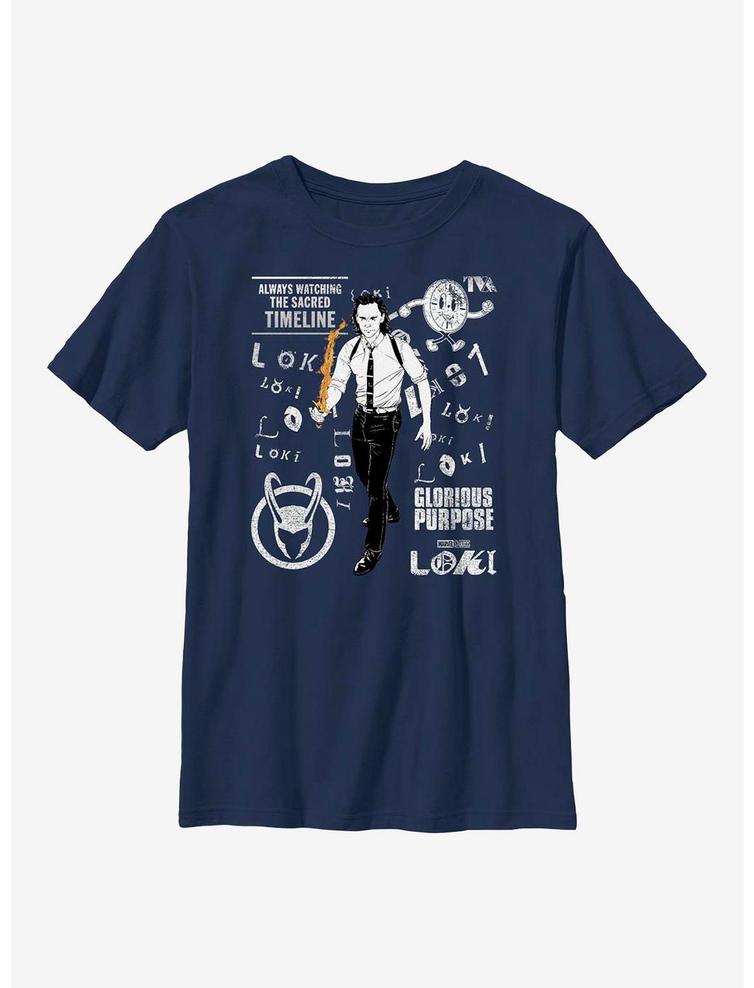 Marvel Loki Scramble Youth T-Shirt, NAVY, hi-res