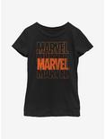 Marvel Halloween Color Logo Stack Youth Girls T-Shirt, BLACK, hi-res
