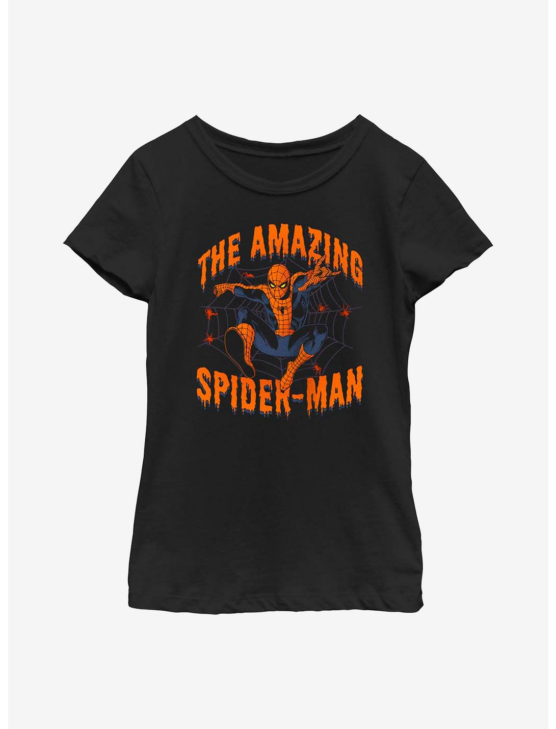 Marvel Spidey Font Drip Youth Girls T-Shirt, BLACK, hi-res