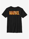 Marvel Logo Jack O Lantern Fill Youth T-Shirt, BLACK, hi-res