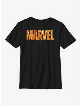 Marvel Logo Jack O Lantern Fill Youth T-Shirt, , hi-res