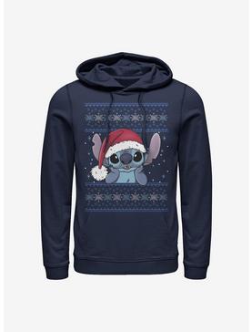 Disney Lilo And Stitch Holiday Stitch Wearing Santa Hat Hoodie, , hi-res