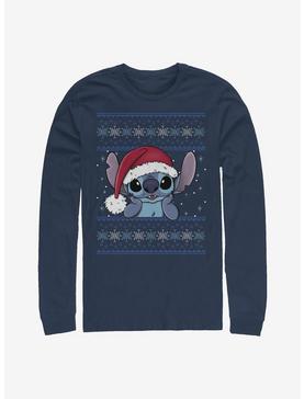 Disney Lilo And Stitch Holiday Stitch Wearing Santa Hat Long-Sleeve T-Shirt, , hi-res