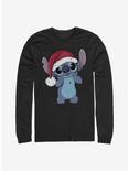 Disney Lilo And Stitch Wearing Santa Hat Long-Sleeve T-Shirt, BLACK, hi-res