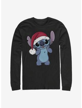 Disney Lilo And Stitch Wearing Santa Hat Long-Sleeve T-Shirt, , hi-res