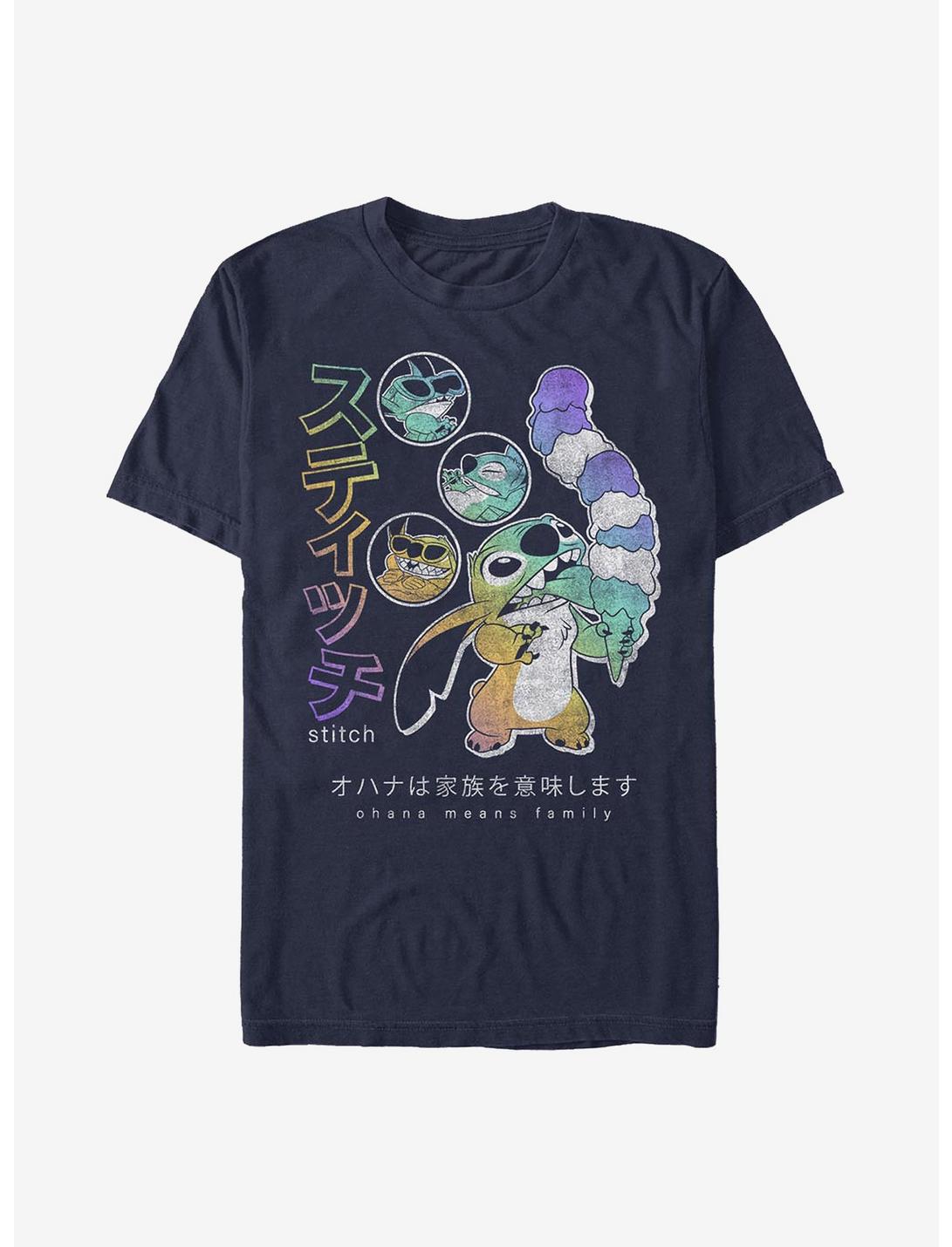 Disney Lilo And Stitch Japanese Text Stitch T-Shirt, NAVY, hi-res