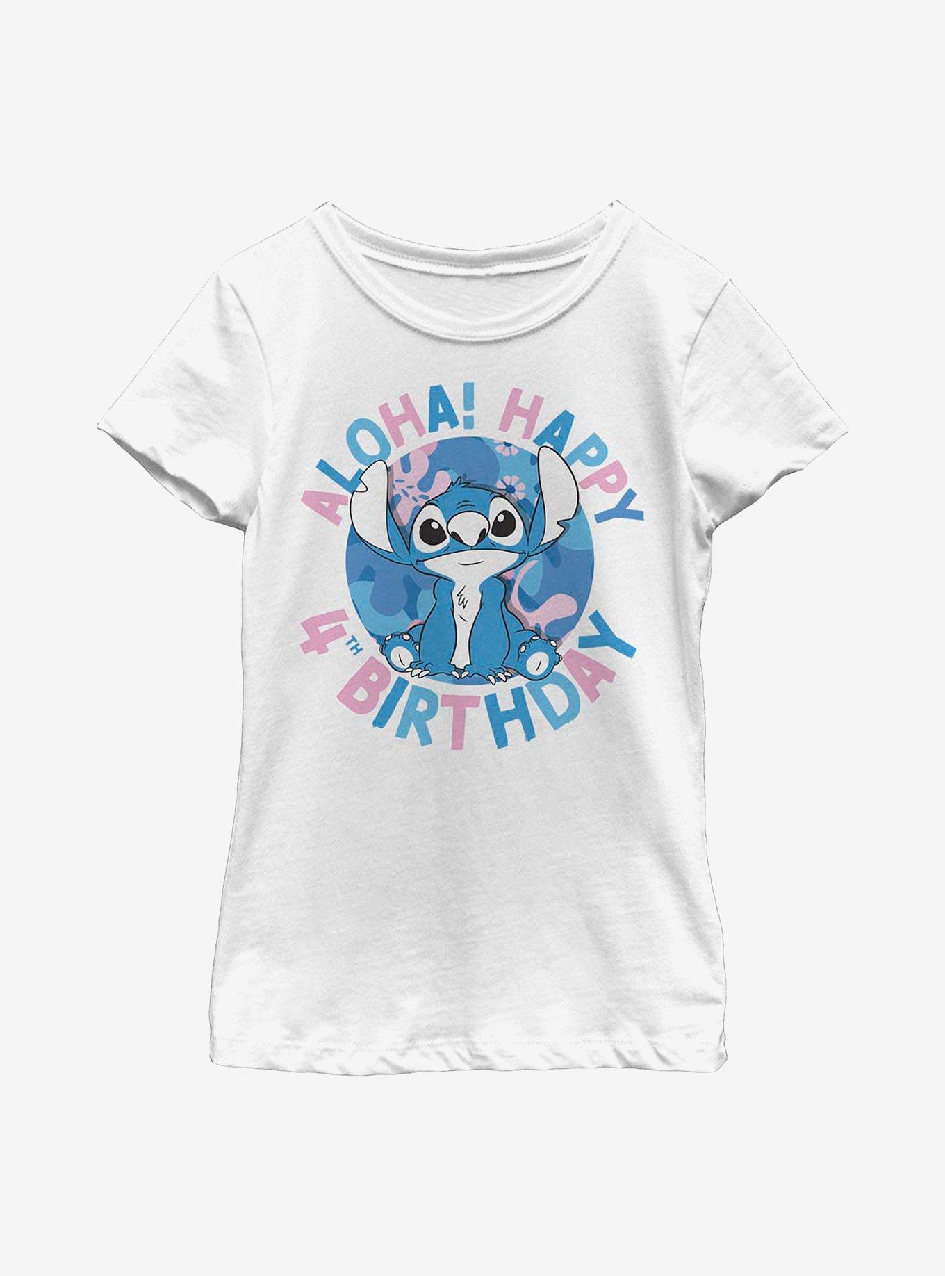 Disney Lilo And Stitch 4th Birthday Youth Girls T-Shirt, WHITE, hi-res