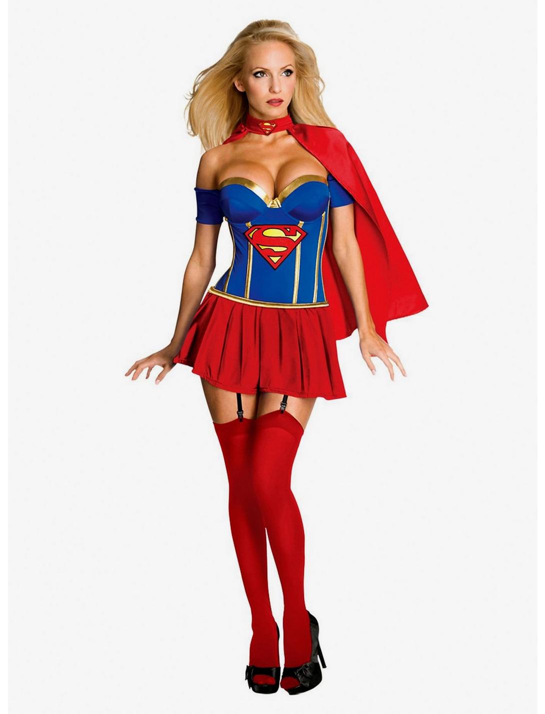 DC Comics Supergirl Corset Costume, RED, hi-res