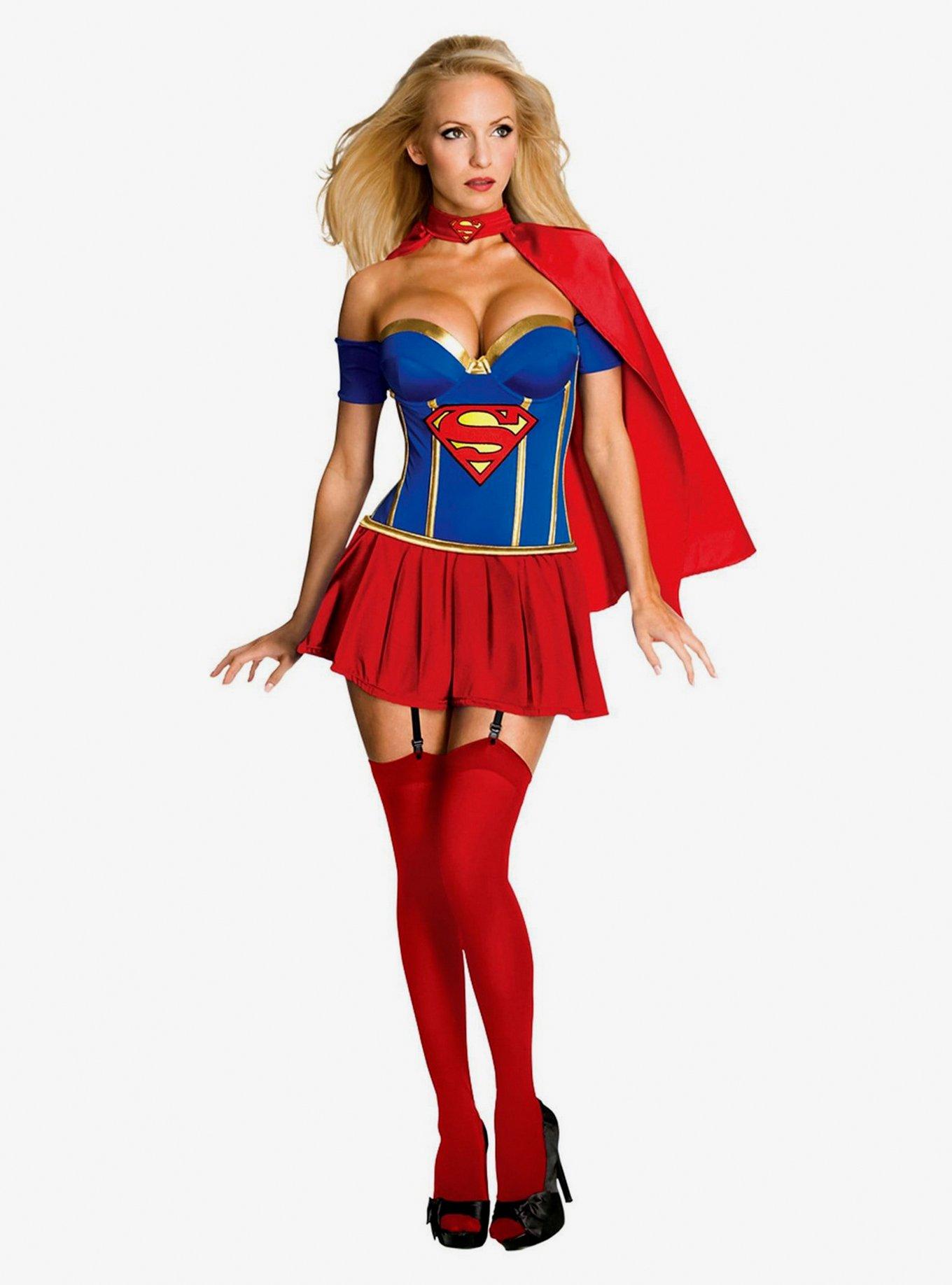 DC Comics Supergirl Corset Costume, RED, hi-res
