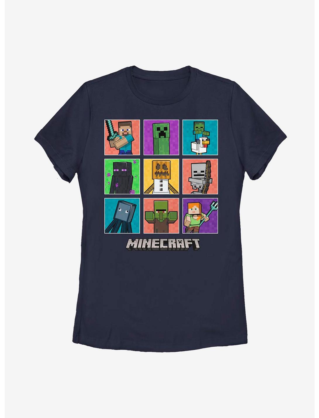 Minecraft 9 Character Boxup Womens T-Shirt, NAVY, hi-res