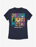 Minecraft 9 Character Boxup Womens T-Shirt, NAVY, hi-res