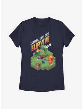 Minecraft Create Explore Survive Iso Womens T-Shirt, , hi-res