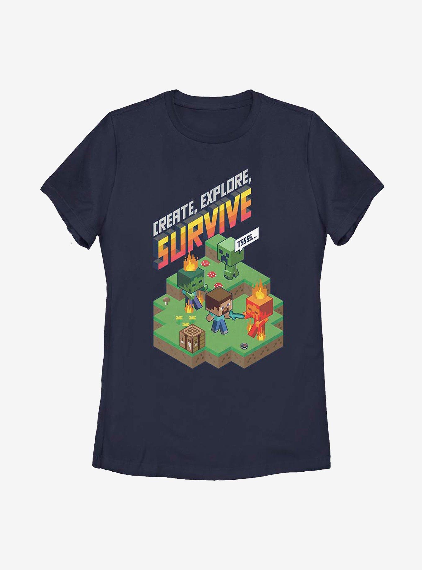Minecraft Create Explore Survive Iso Womens T-Shirt, , hi-res