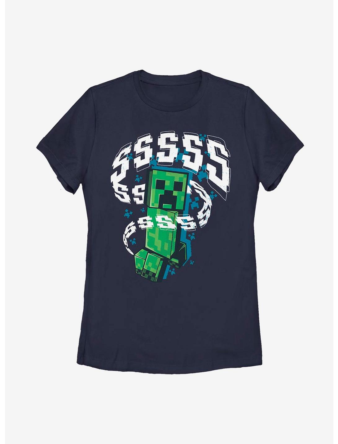 Minecraft Creeper Sssss Womens T-Shirt, NAVY, hi-res