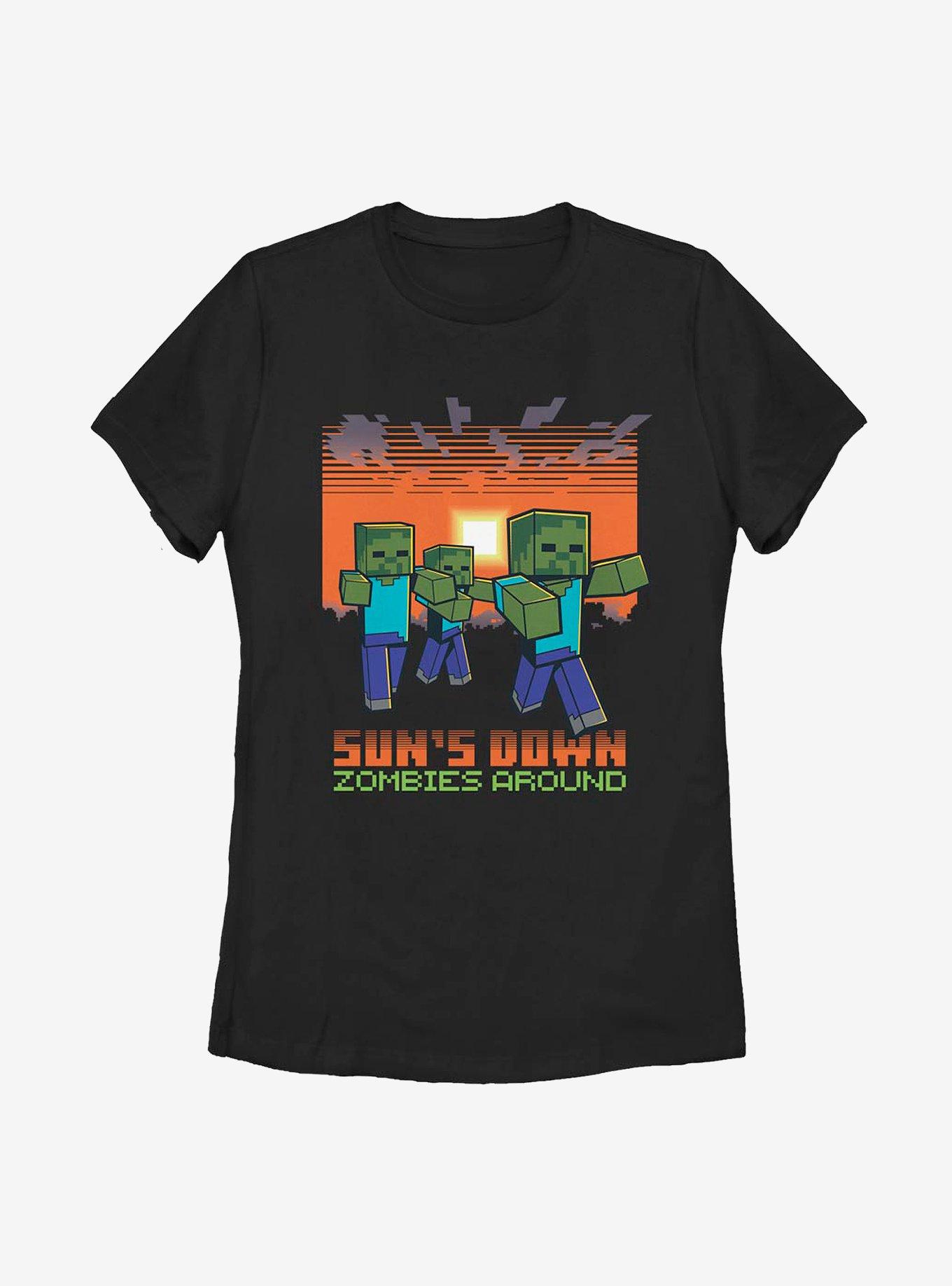 Minecraft Sun's Down Zombies Around Womens T-Shirt, BLACK, hi-res