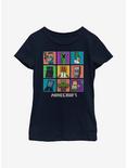 Minecraft 9 Character Boxup Youth Girls T-Shirt, NAVY, hi-res