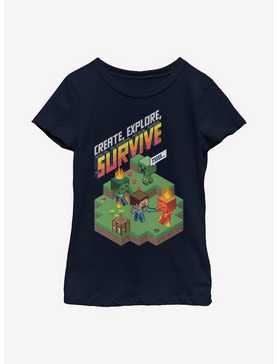 Minecraft Create Explore Survive Iso Youth Girls T-Shirt, , hi-res