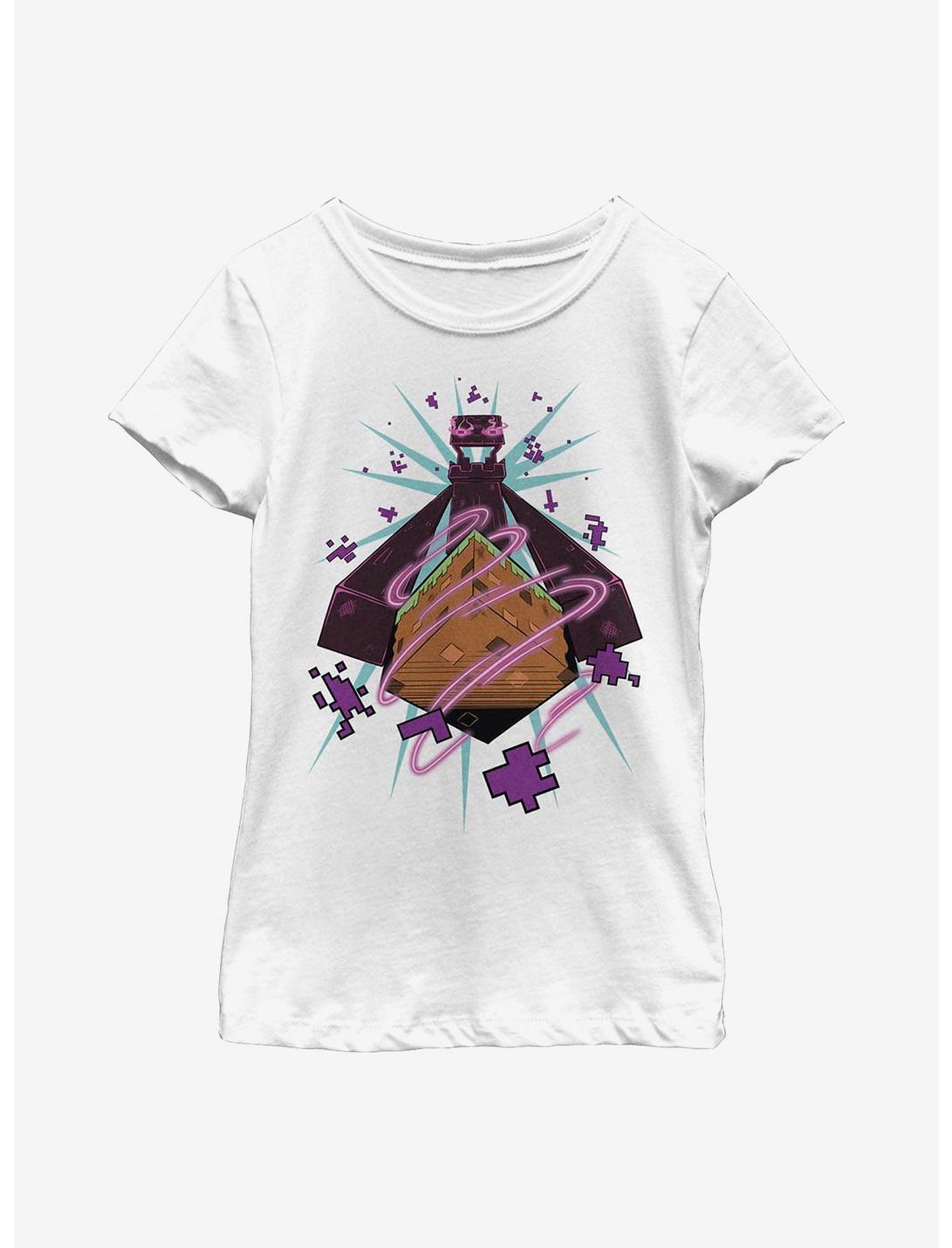 Minecraft Enderman Forced Perspective Youth Girls T-Shirt, WHITE, hi-res