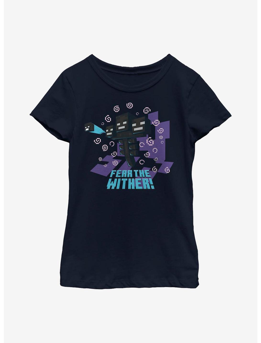 Minecraft Fear The Wither Youth Girls T-Shirt, NAVY, hi-res