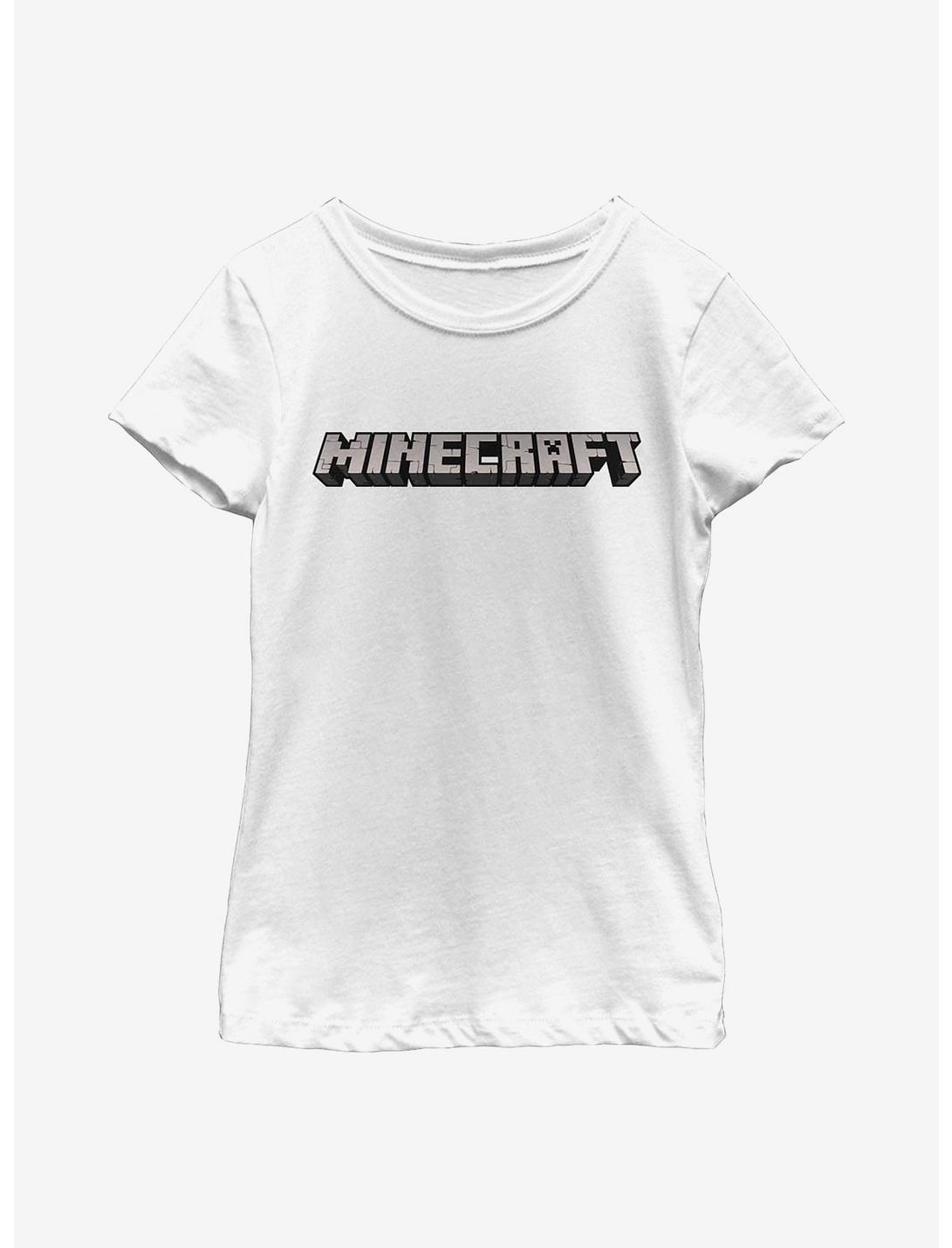 Minecraft Logo White Youth Girls T-Shirt, WHITE, hi-res