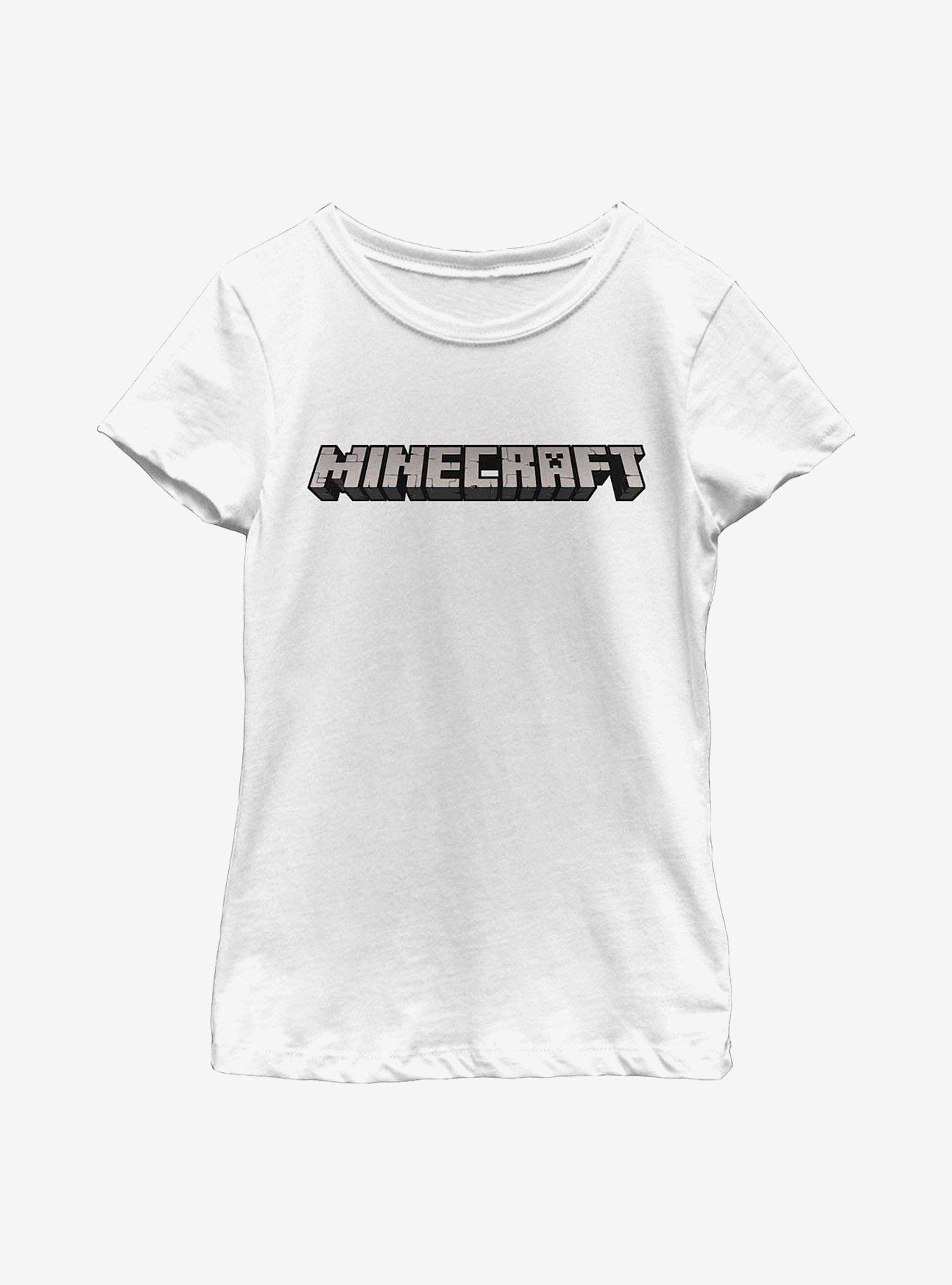 Minecraft Logo White Youth Girls T-Shirt, , hi-res