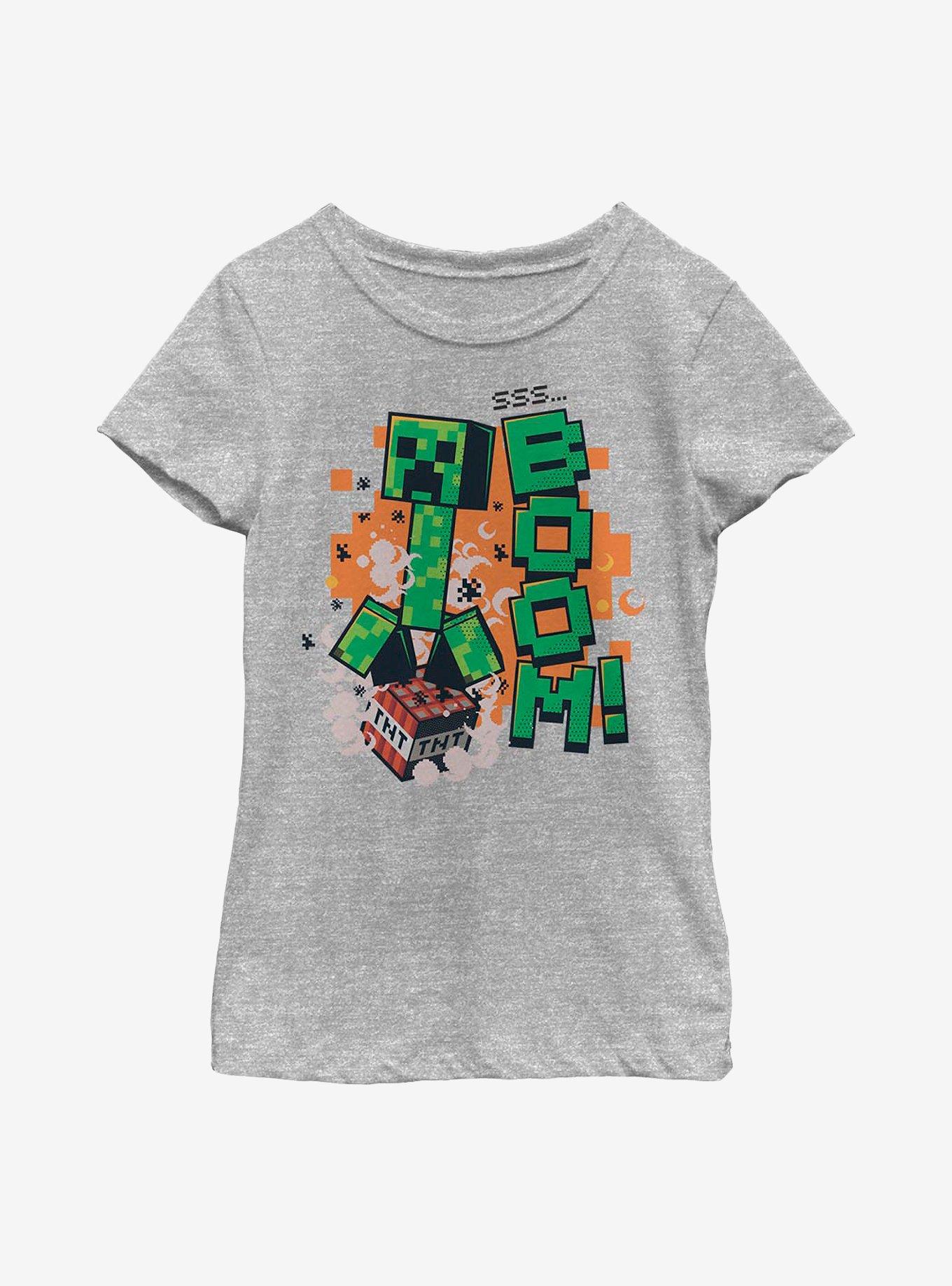 Minecraft Sss Boom Youth Girls T-Shirt, ATH HTR, hi-res