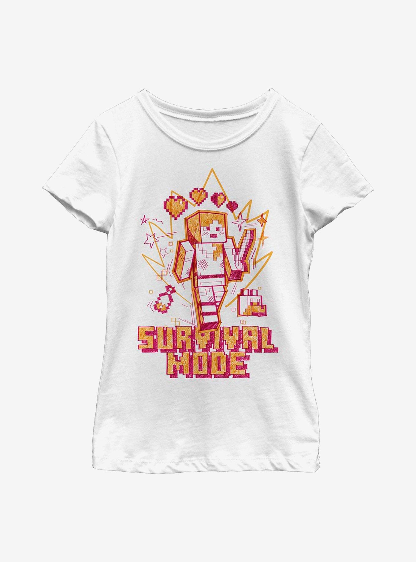 Minecraft Survival Mode Sketch Youth Girls T-Shirt, , hi-res