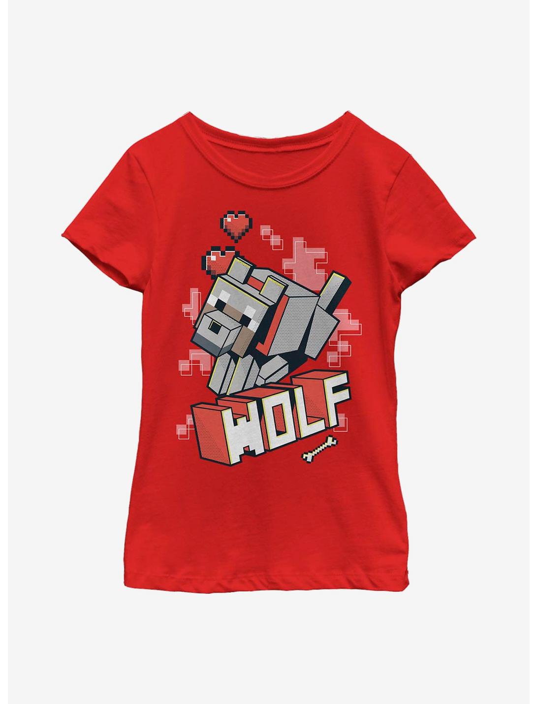 Minecraft Wolf Hero Youth Girls T-Shirt, RED, hi-res