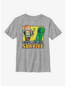 Minecraft Create Explore Survive Youth T-Shirt, , hi-res