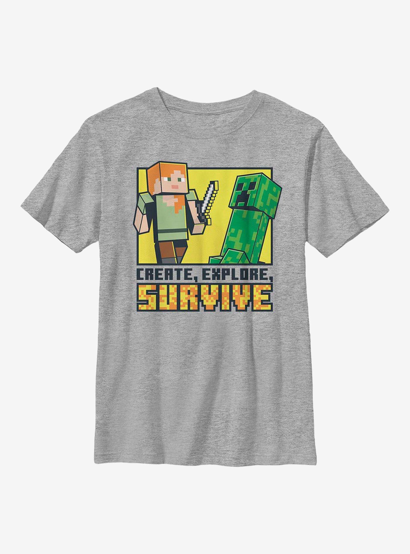 Minecraft Create Explore Survive Youth T-Shirt, , hi-res