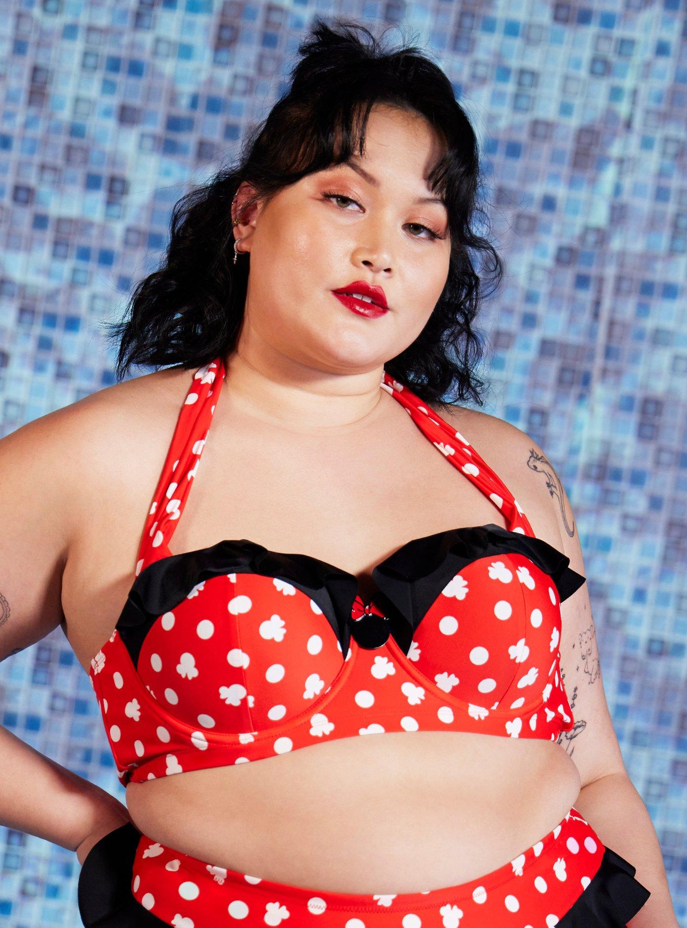 Disney Minnie Mouse Ruffled Halter Swim Top Plus Size, MULTI, hi-res