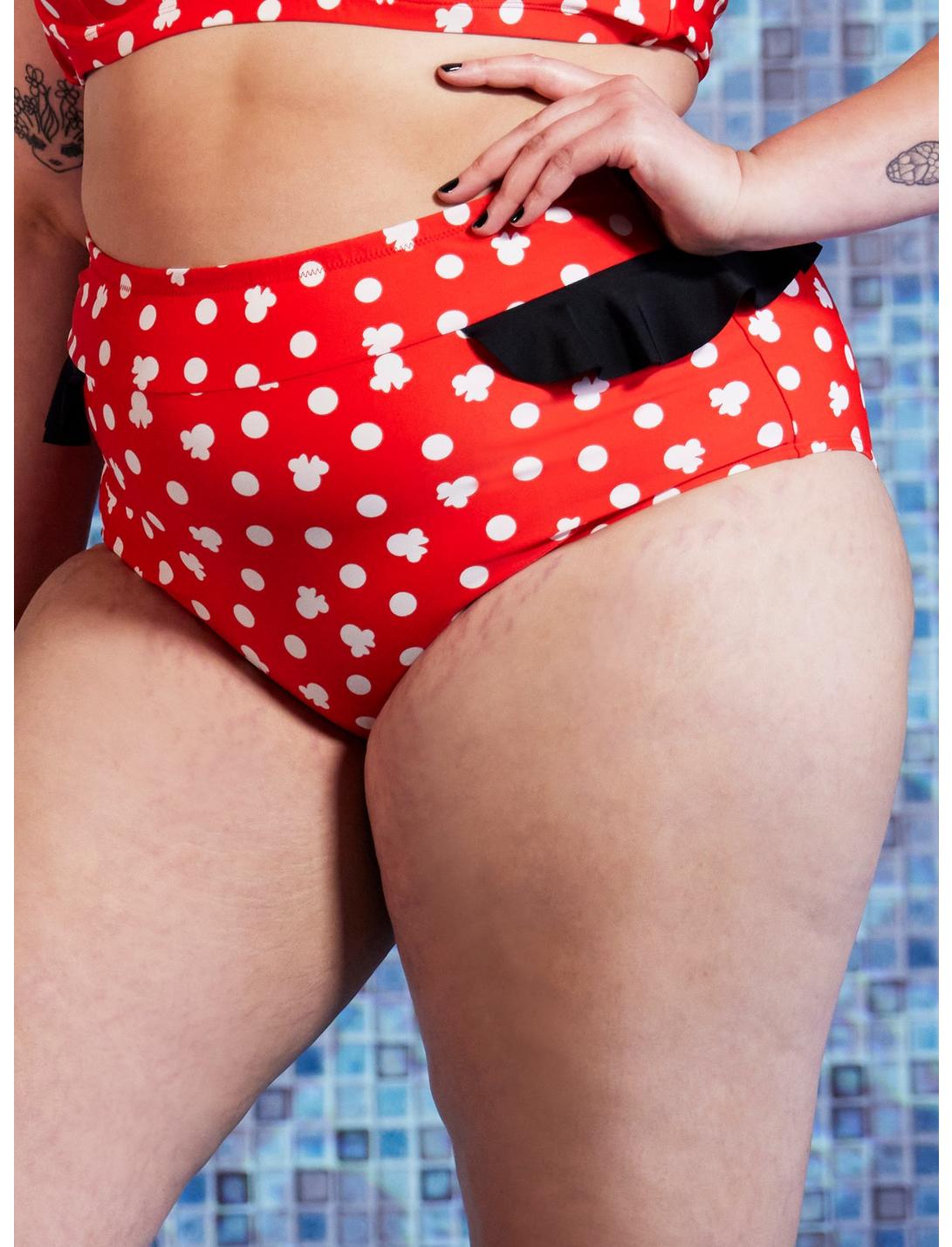 Disney Minnie Mouse Ruffled High-Waisted Swim Bottoms Plus Size, MULTI, hi-res
