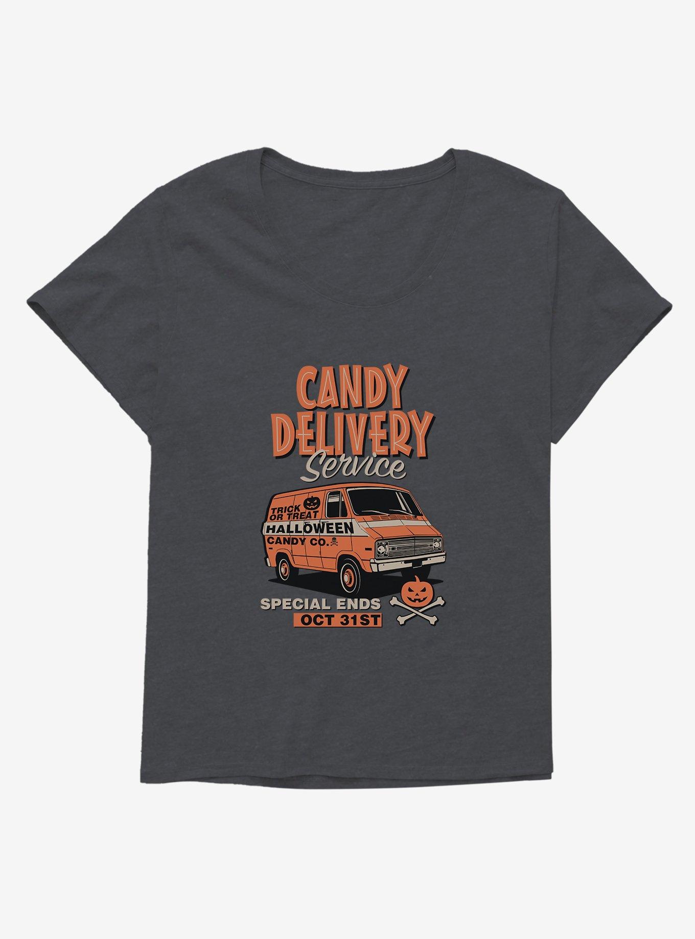 Halloween Candy Delivery Service Girls Plus Size T-Shirt, CHARCOAL HEATHER, hi-res