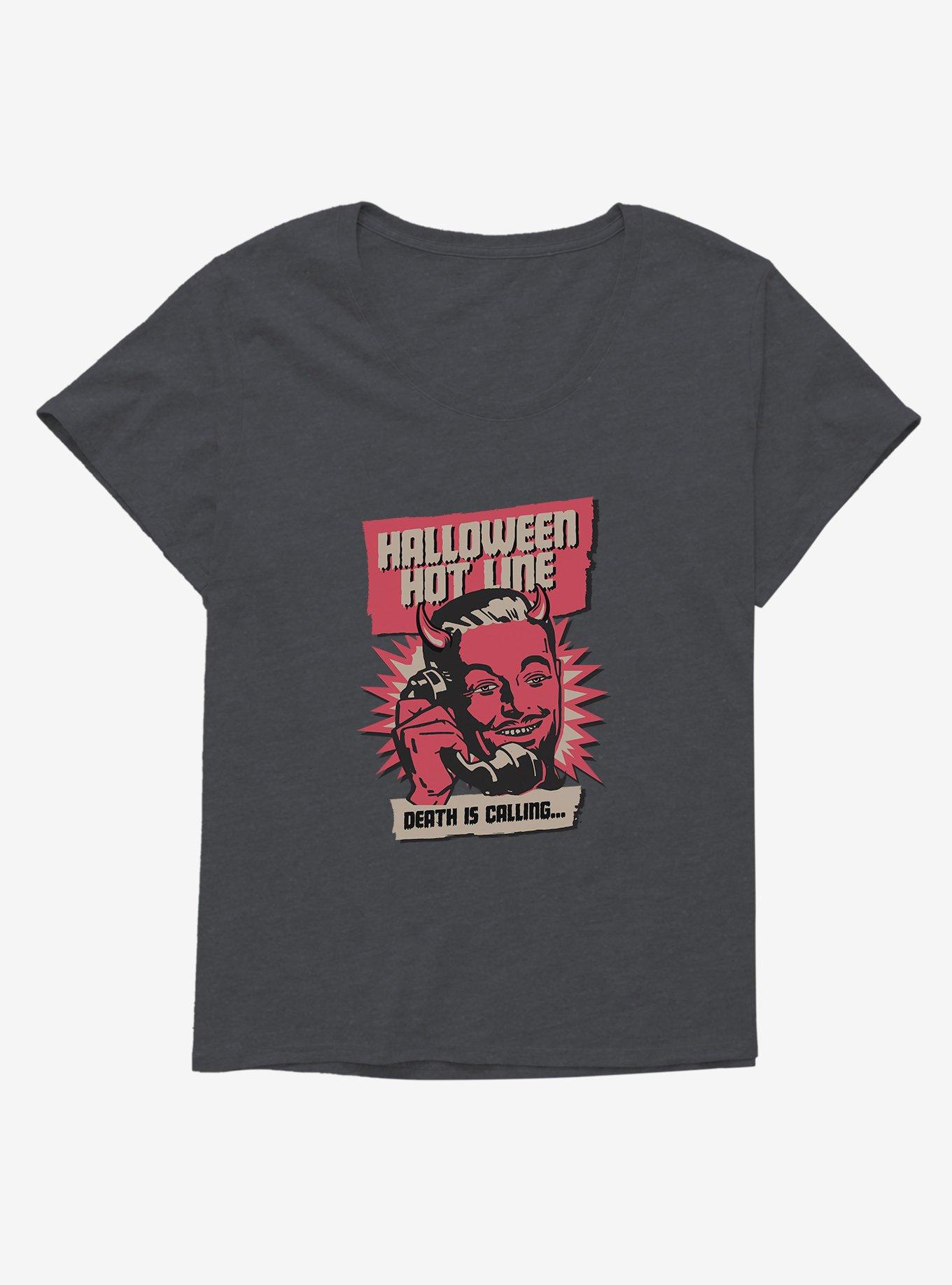 Halloween Halloween Hot Line Girls Plus Size T-Shirt, CHARCOAL HEATHER, hi-res