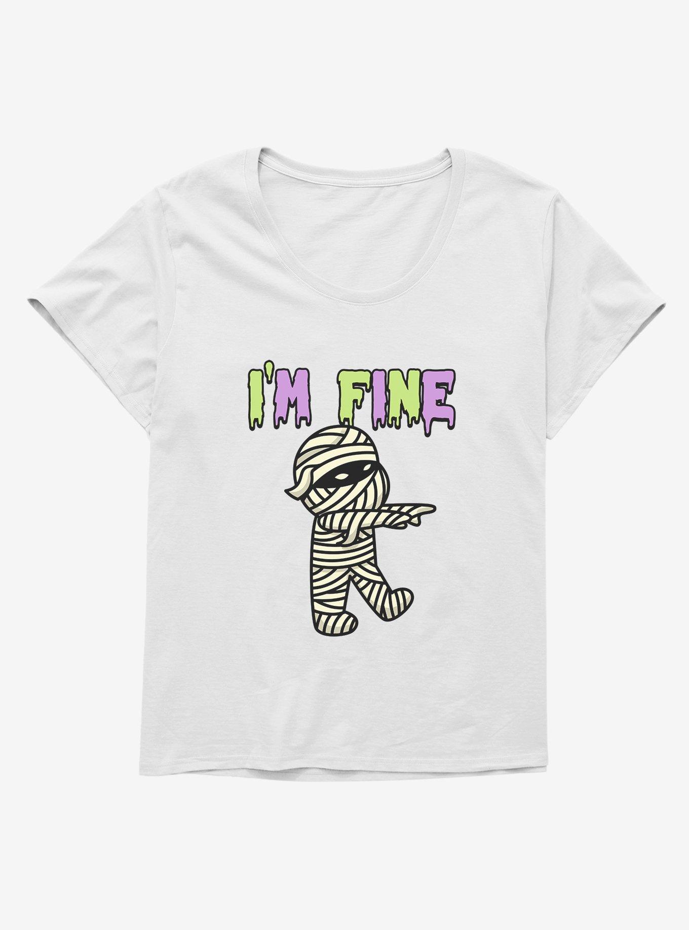 Halloween Mummy I'm Fine Girls Plus Size T-Shirt, WHITE, hi-res
