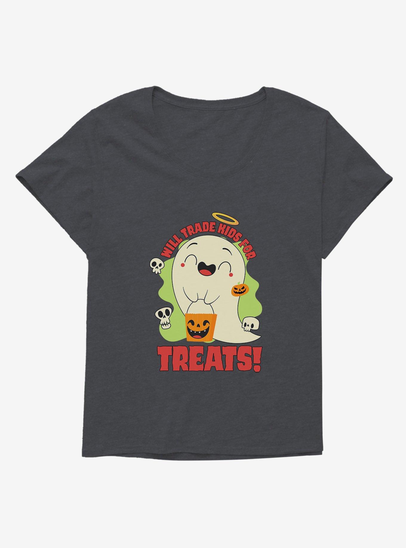 Halloween Trade For Treats Girls Plus Size T-Shirt, CHARCOAL HEATHER, hi-res