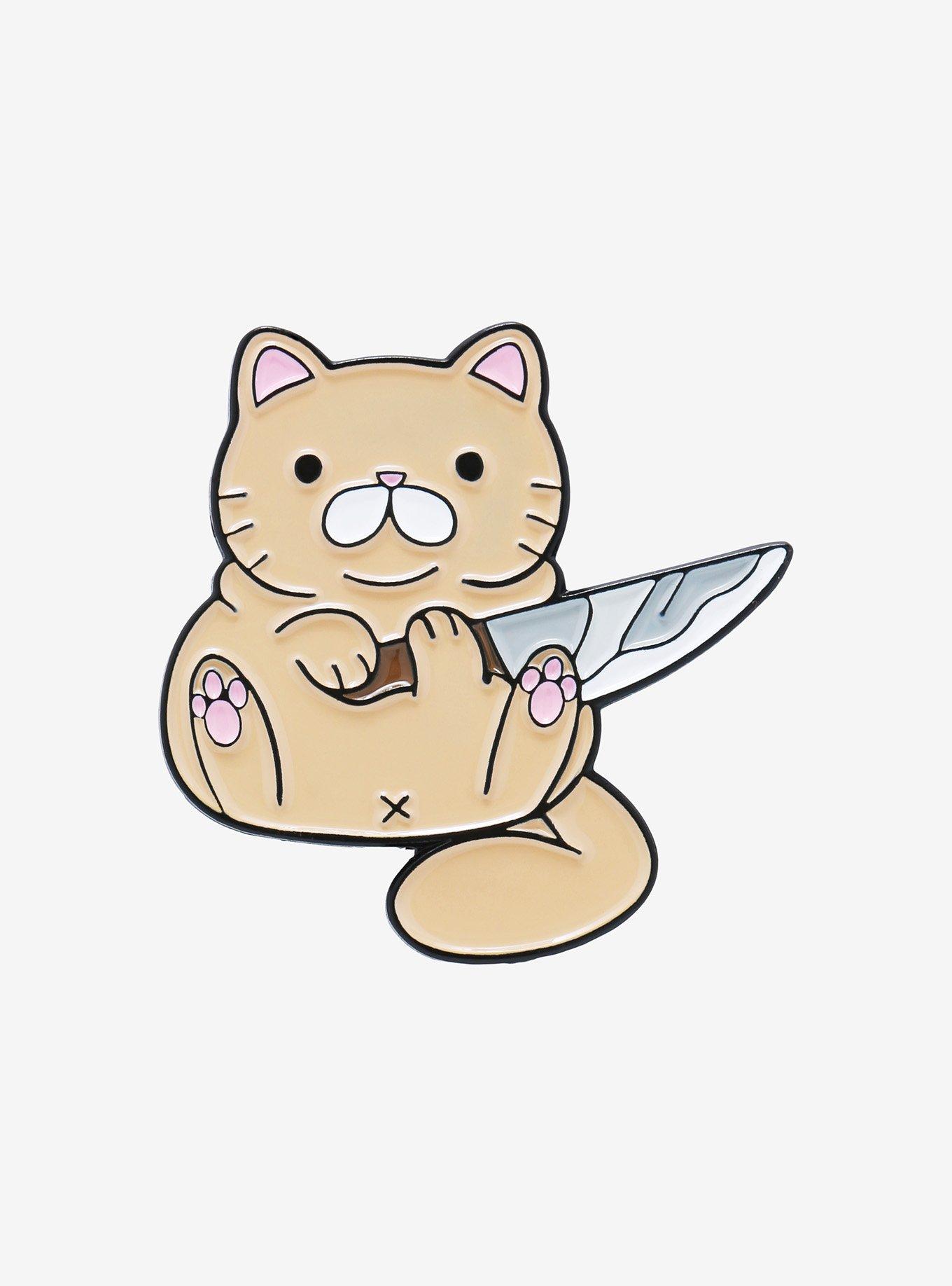 Cat With Knife Enamel Pin, , hi-res