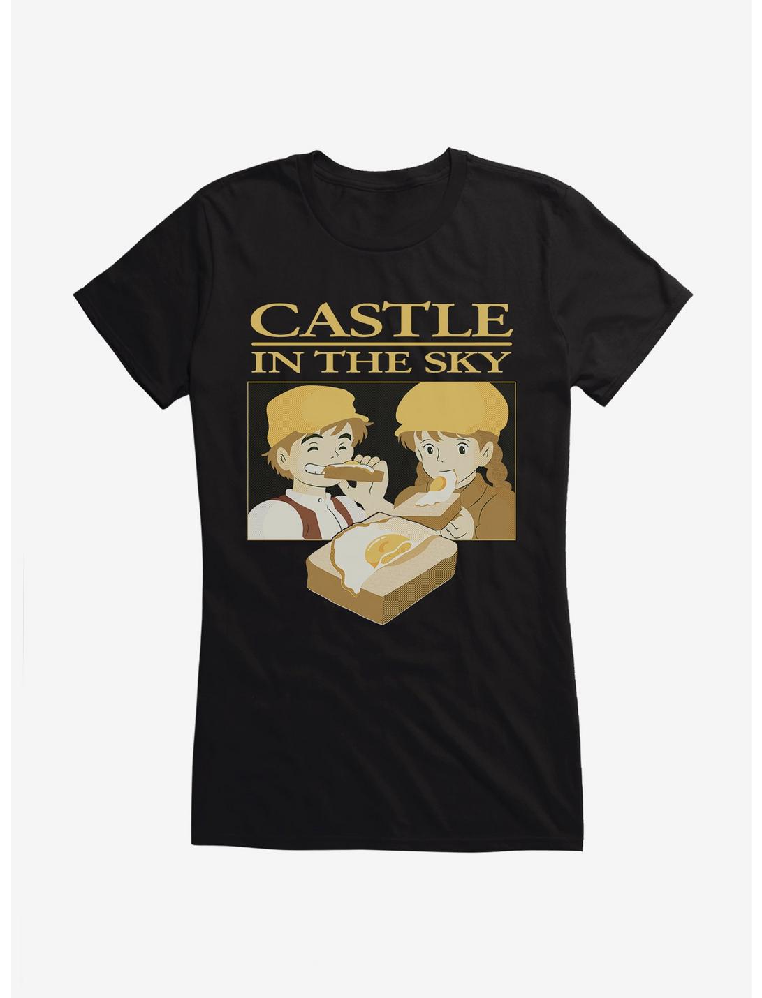 Studio Ghibli Castle In The Sky Sunny Side Up Girls T-Shirt, BLACK, hi-res