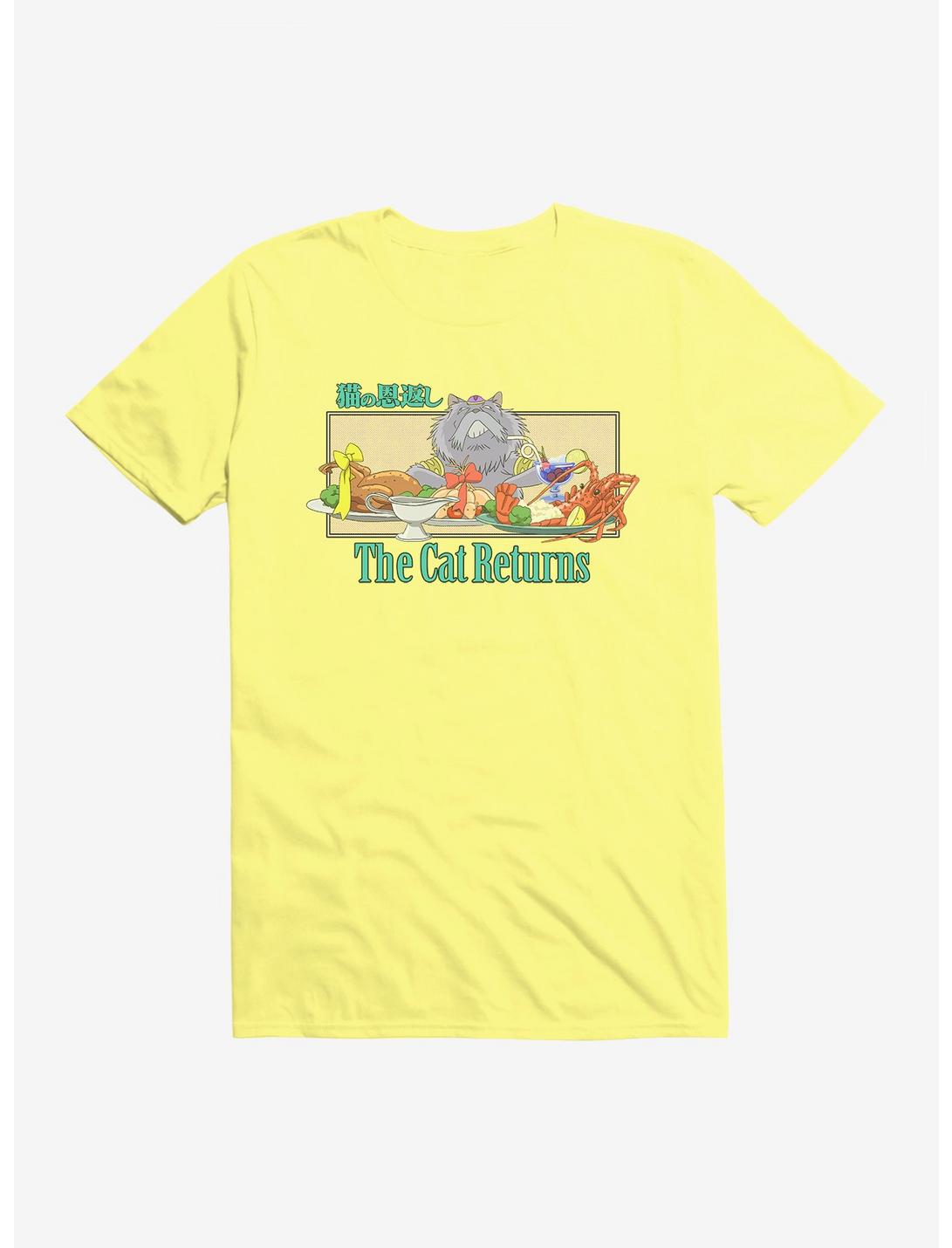 Studio Ghibli The Cat Returns Cat King Feast T-Shirt, SPRING YELLOW, hi-res