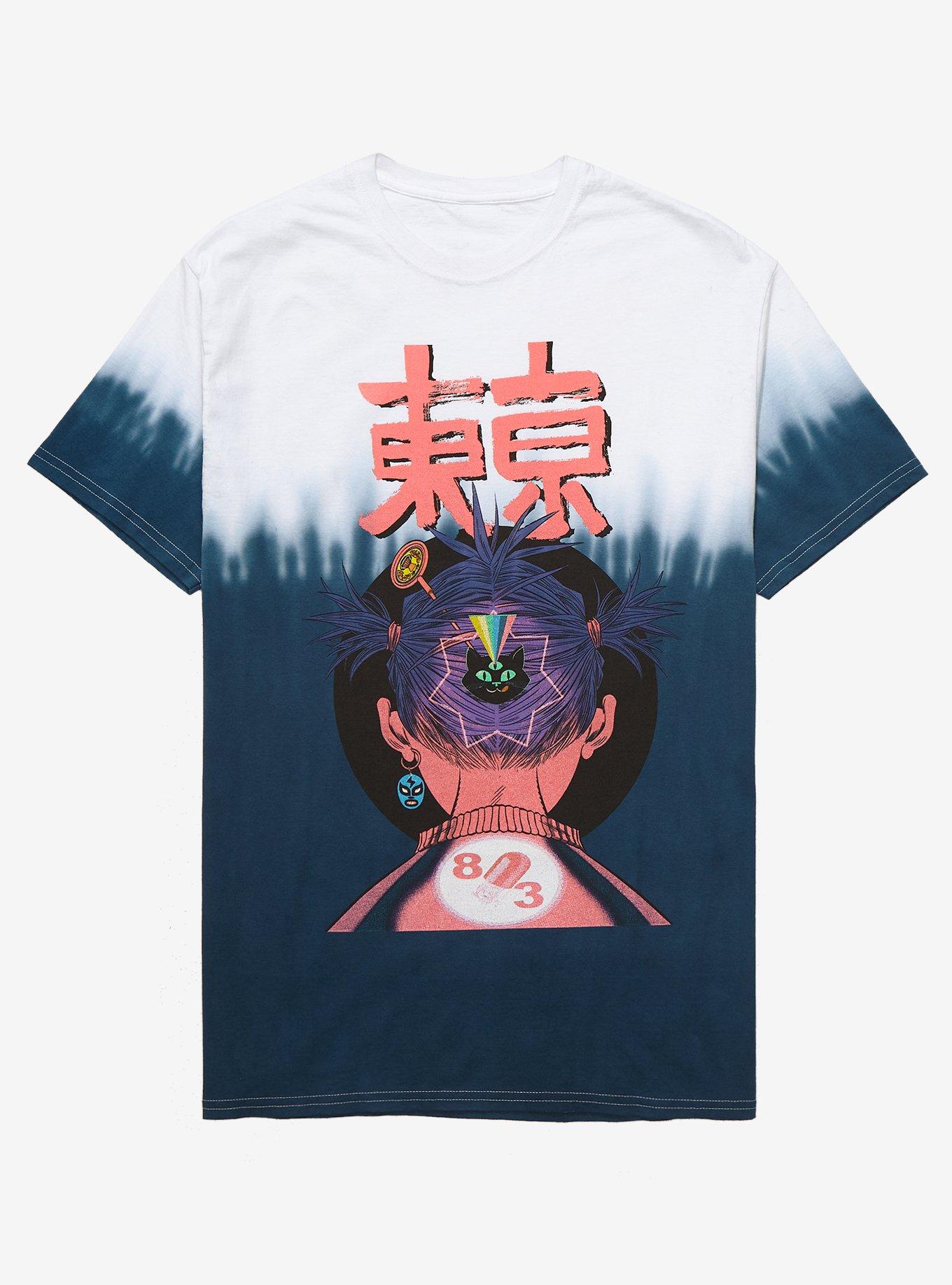 Gorillaz Noodle Backwards Portrait Dip-Dye T-Shirt, MULTI, hi-res